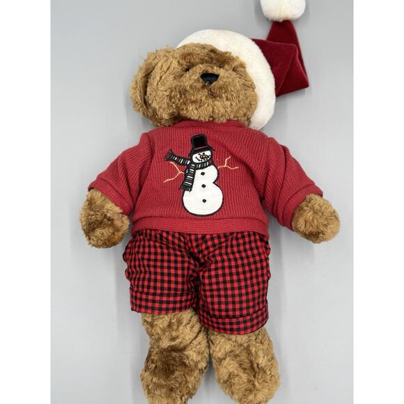 Vintage KenTex Christmas Teddy Bear SPRINGER 2000 In Shirt W/ Hat Attached 15” - Picture 5 of 10